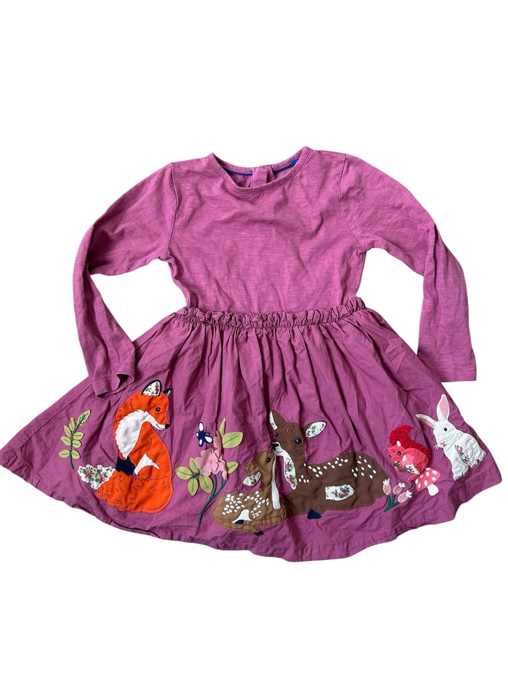 Mini Boden Woodland Animals Pink Applique Dress Twirl Skirt 4/5
